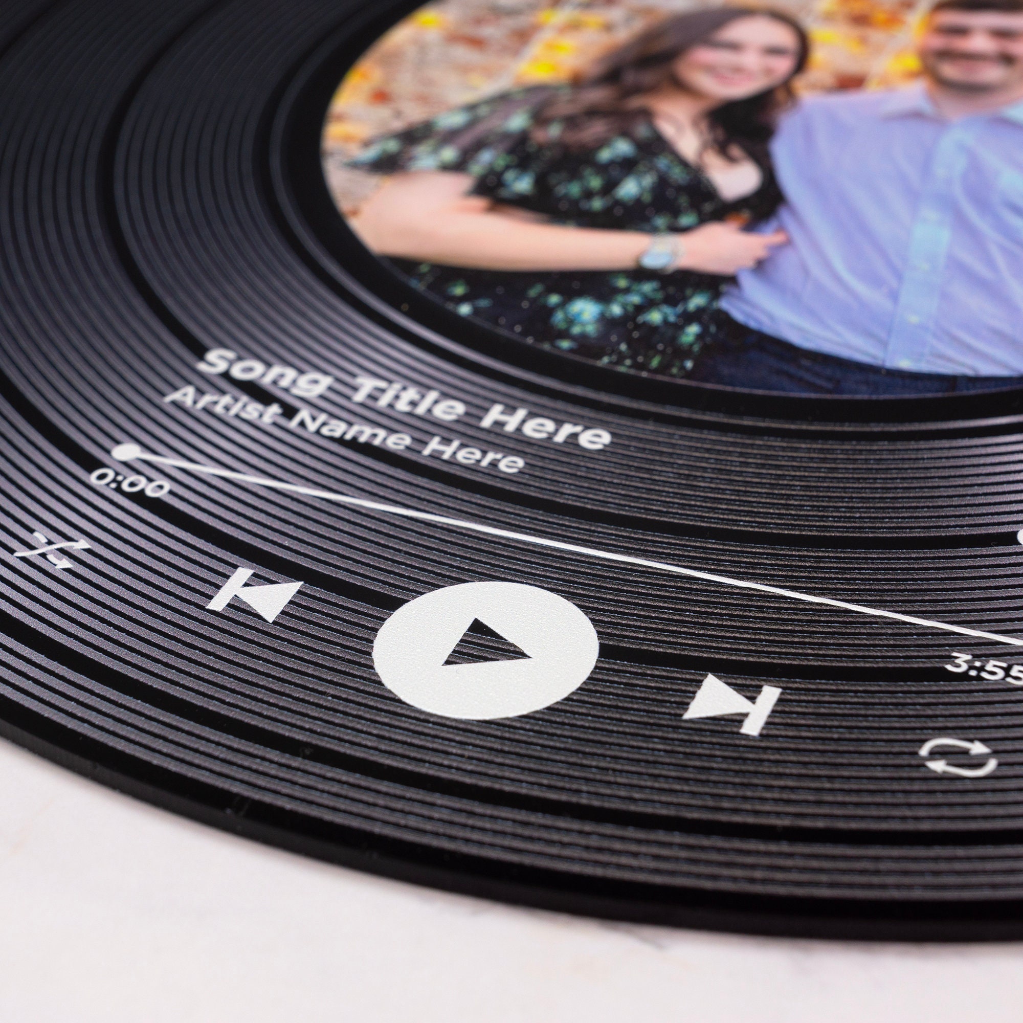 Personalised Vinyl Record Plaque – Round UV Printed Acrylic, Novelty Gift UK