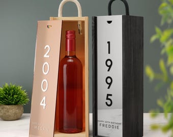 Milestone Birthday Wine Gift Box Birth Year Custom Printed Personalised Birthday Present Christmas Valentines Anniversary Engagement Gift