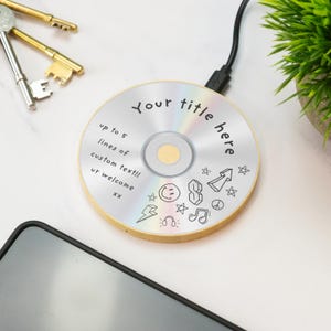 Cargador de teléfono inalámbrico con CD personalizado, regalo de madera impreso para celular