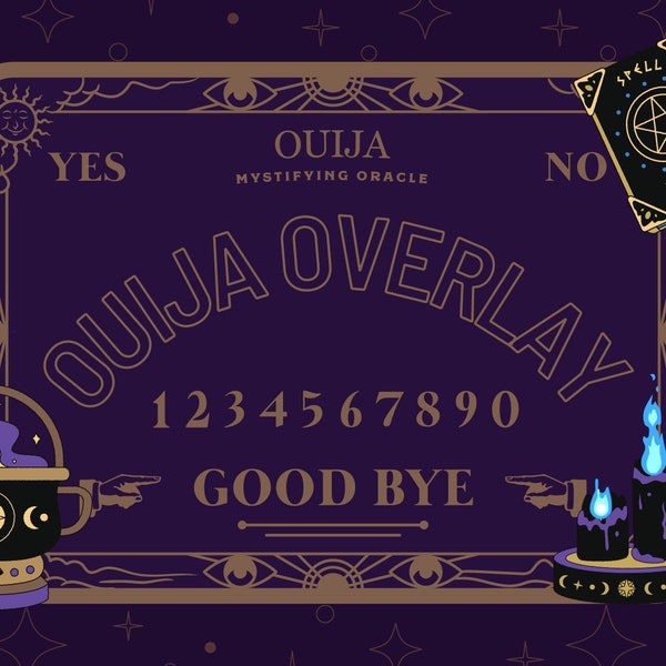 Animated twitch overlay, stream package | Witch, ouija, witchcraft, violet, gold, occult, mystic, zodiac