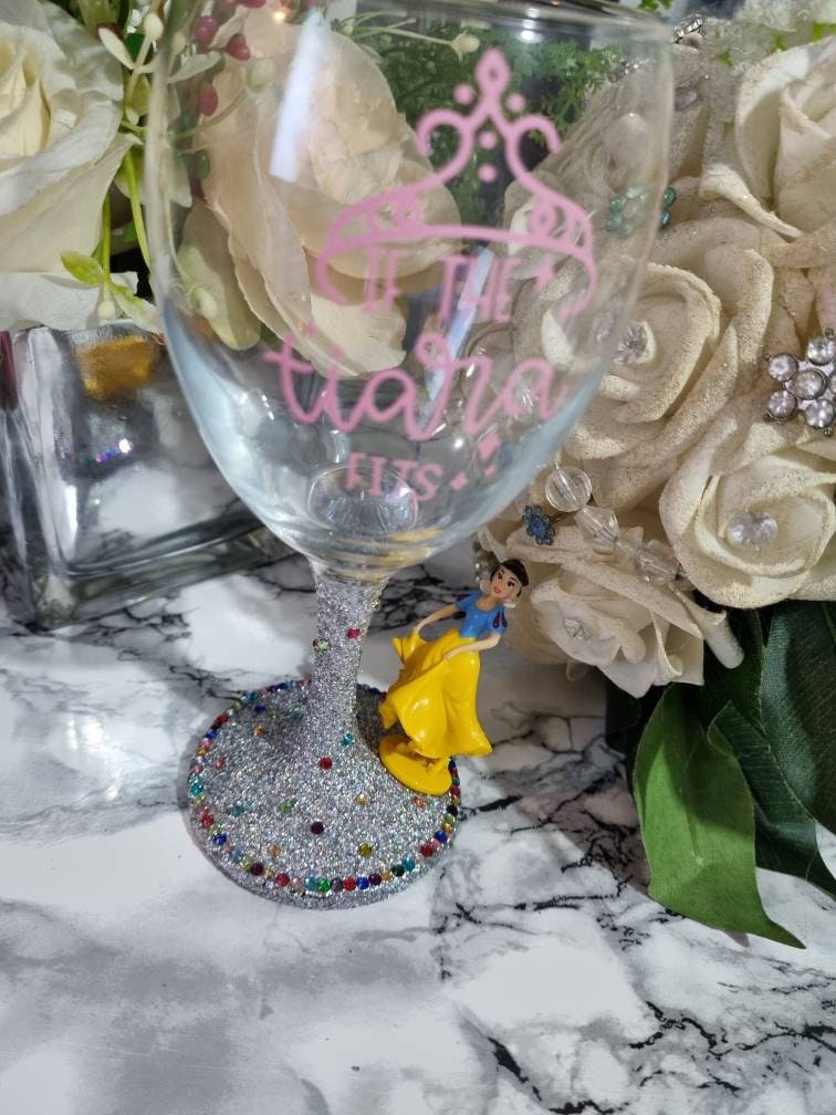 Glittered wine glass character wine glass presents wedding Etsy