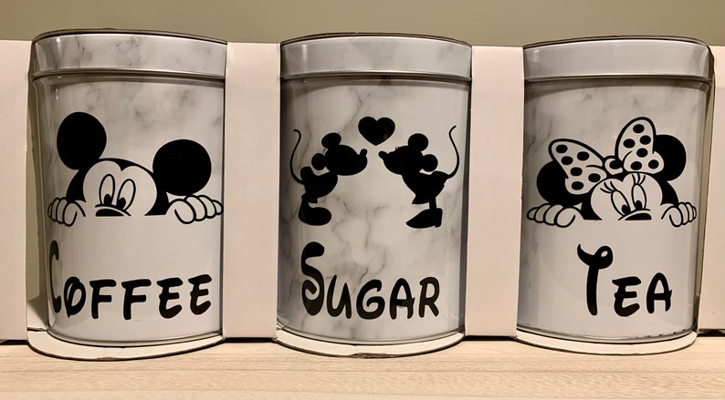 Metal with Marble Effect Disney Mouse Tea Coffee Sugar Storage Cans