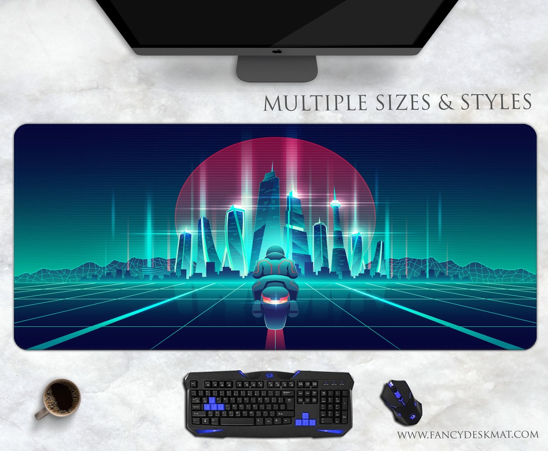 Neon Rider Gaming Mousepad Futuristic World Desk Mat XXL Etsy