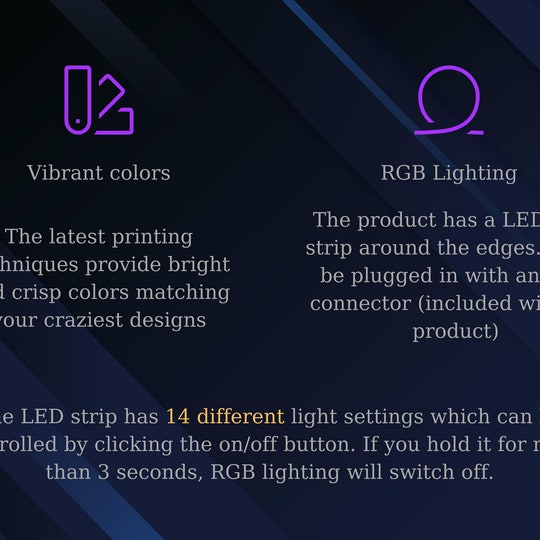 Disover RGB Gaming Dragon Desk Mat - Neon LED Light Mousepad