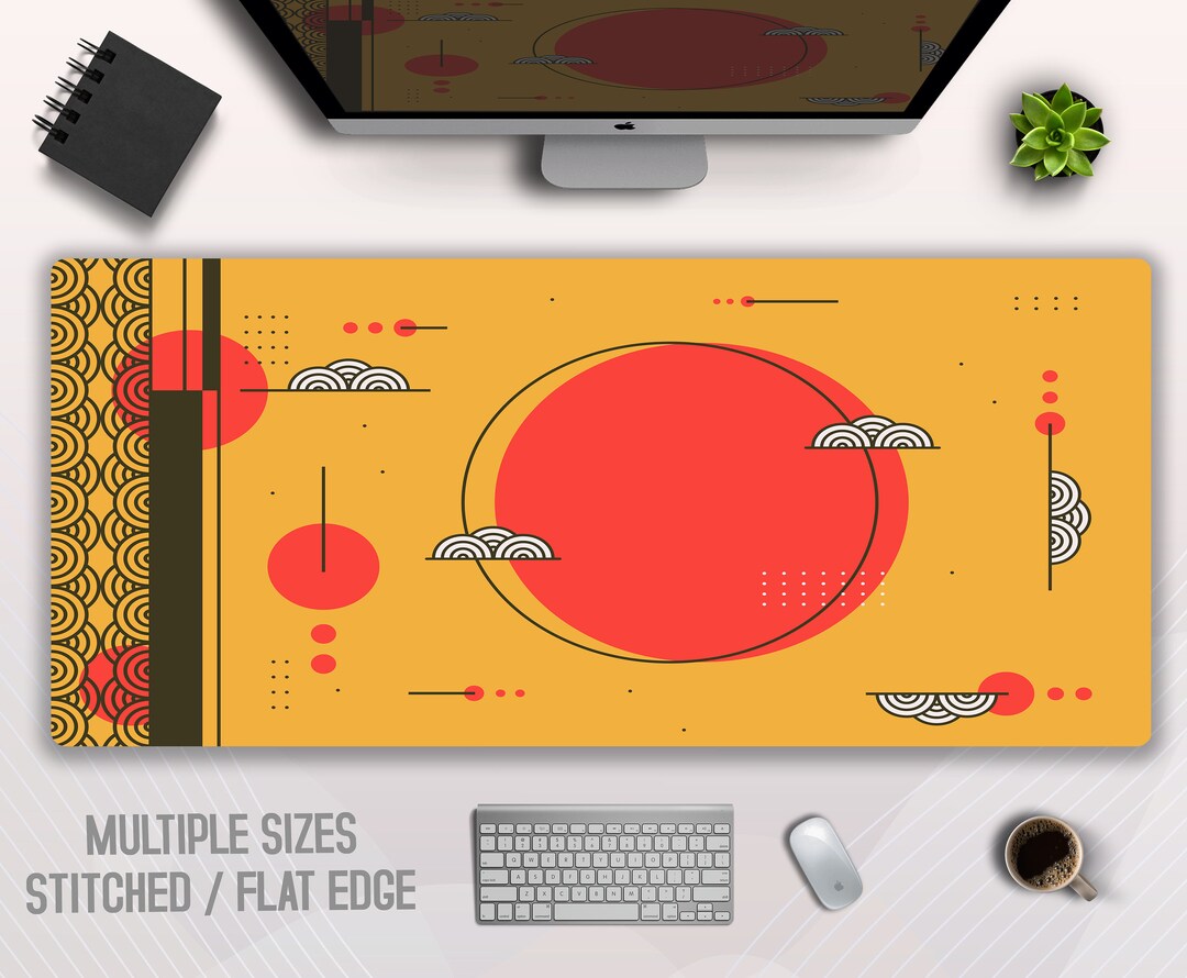 Japanese Decorative Desk Mat Abstract Mousepad XXL Office Etsy