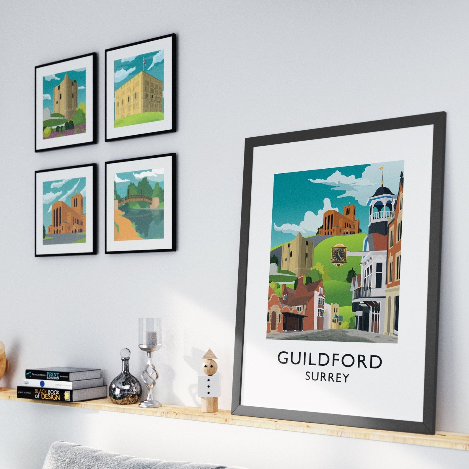 A3 Poster of Guildford Surrey in the Style of Vintage Travel Etsy