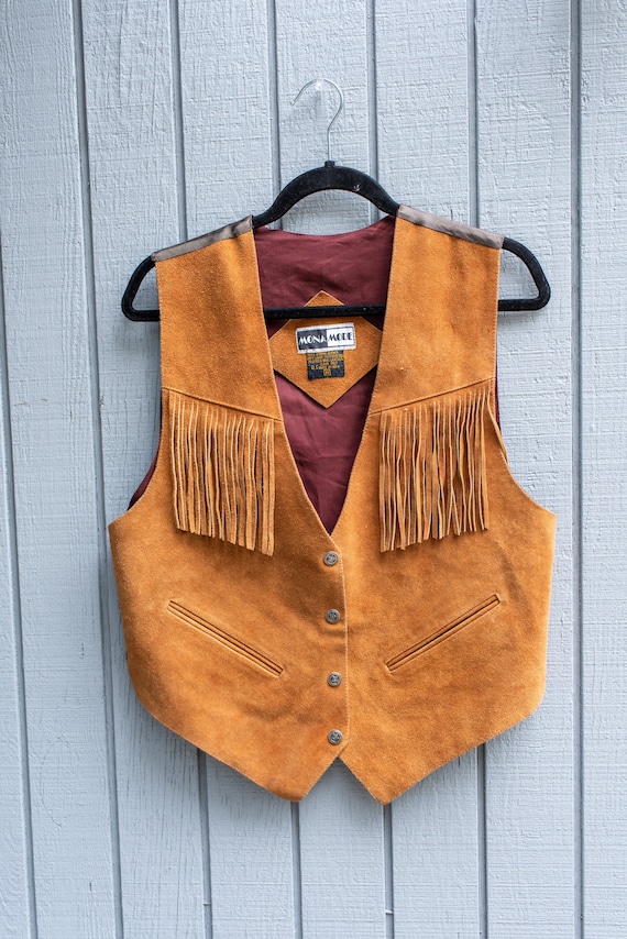 Vintage Suede Fringe Vest // Leather Vest with Fri