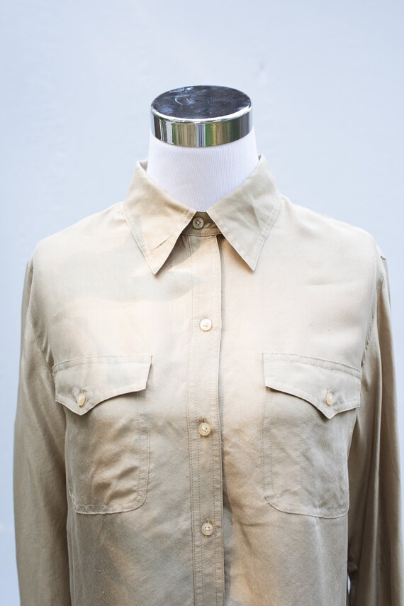 Ralph Lauren Silk Blouse // 90s Gold 