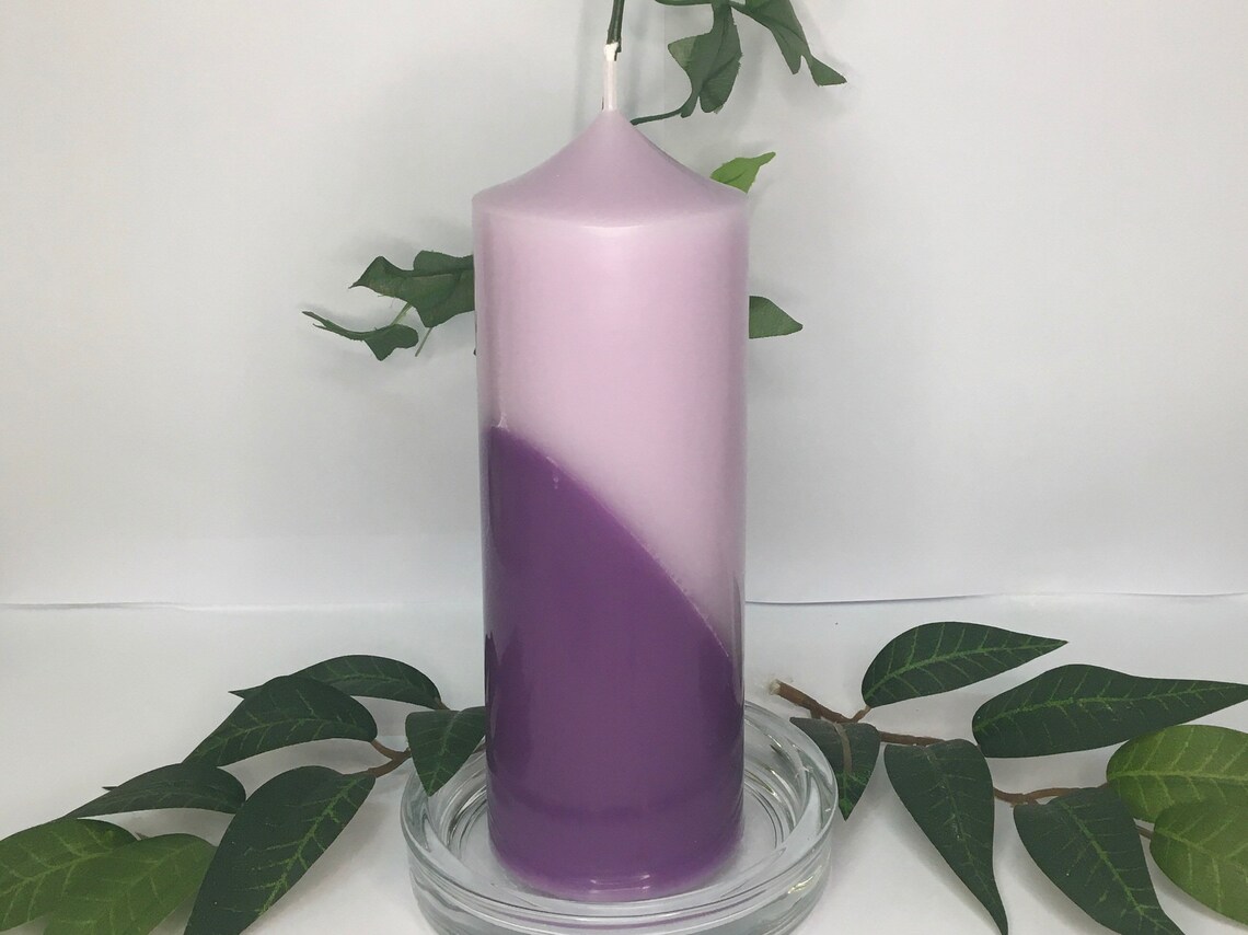 Two Tone Pillar Candle Large Pillar Candle Handmade Pillar Etsy UK