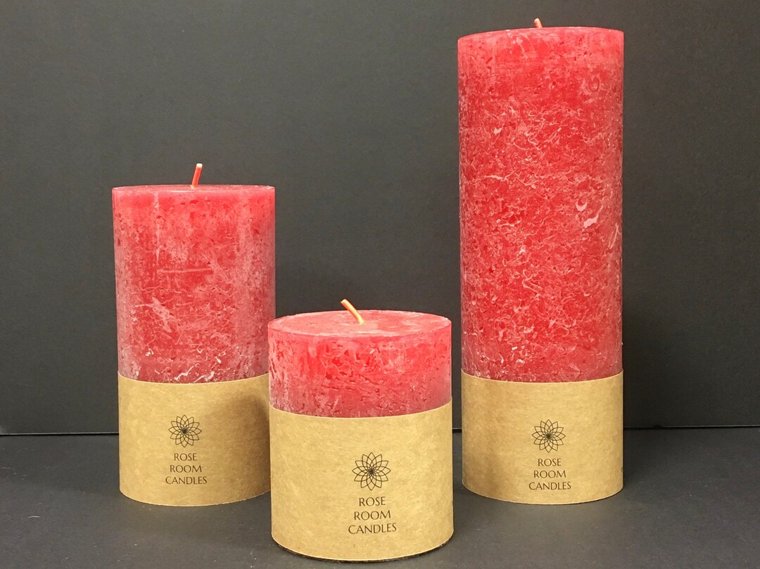 Rustic Red Pillar Candle, Unscented Chunky Candle, Large Pillar Candle, Housewarming Gift for