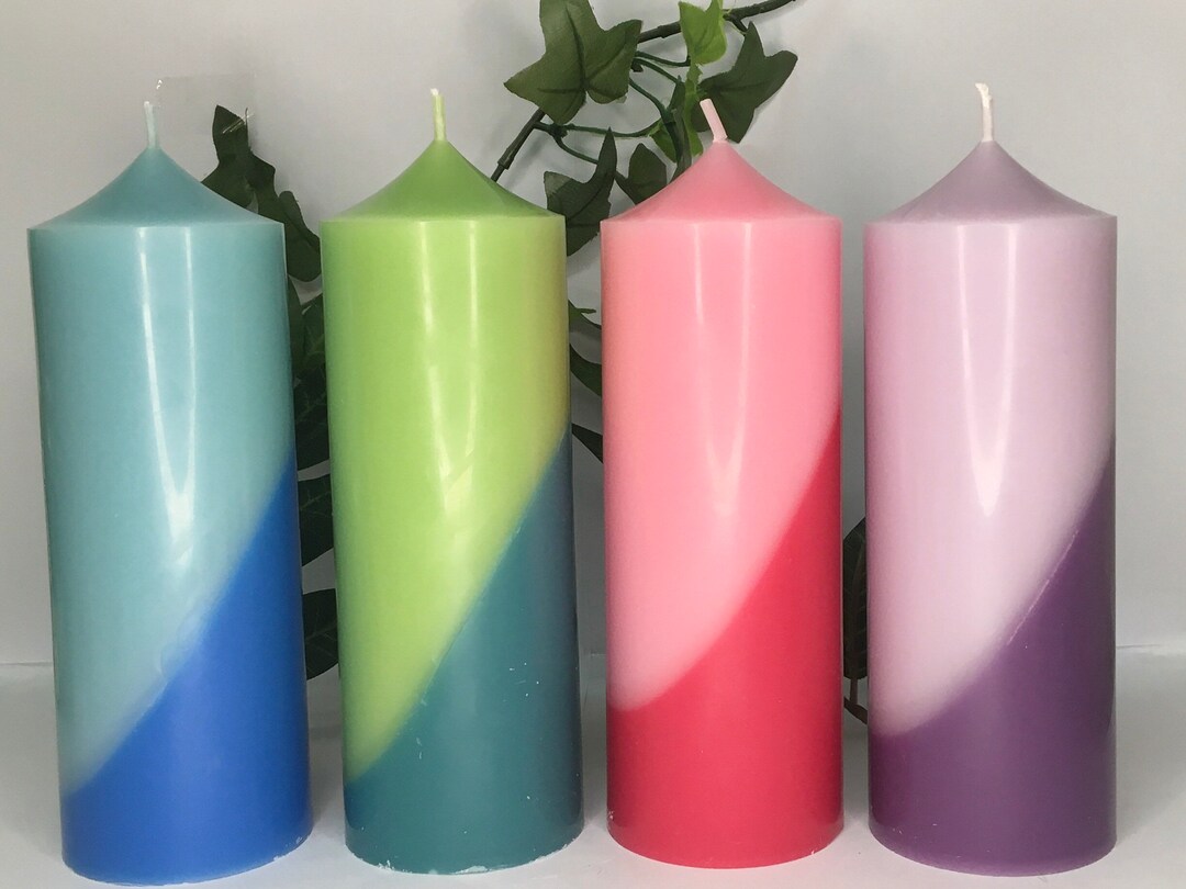 Two Tone Pillar Candle Large Pillar Candle Handmade Pillar Etsy UK