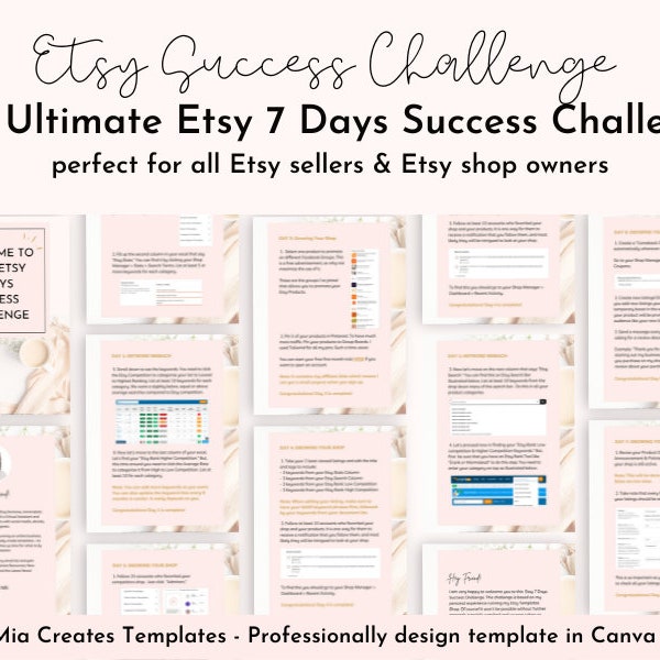 Etsy 7 Days Success Challenge, Increase Etsy Sales, Etsy Branding Kit, Etsy Sellers Guide, The Ultimate Etsy Success Guide