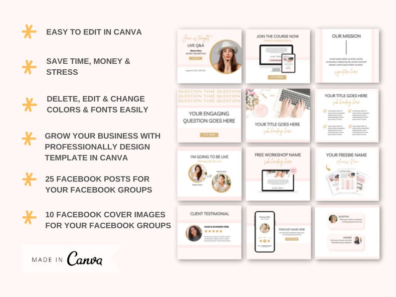 Facebook Group Templates Editable Canva Templates Facebook Etsy