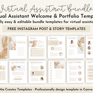 Virtual Assistant Portfolio Template, Virtual Assistant Bundle, Virtual Assistant Templates