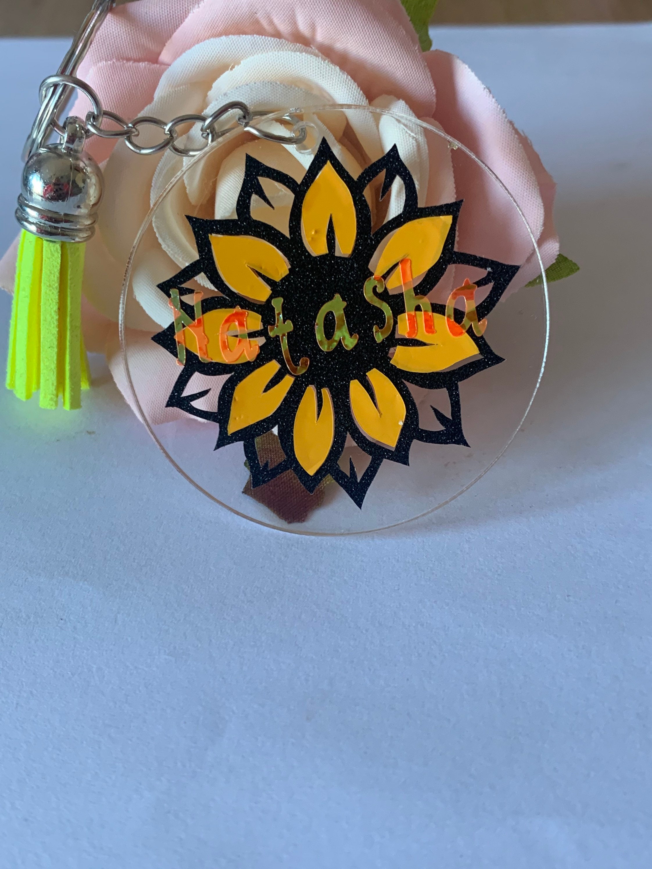 Personalised sunflower keychain Etsy