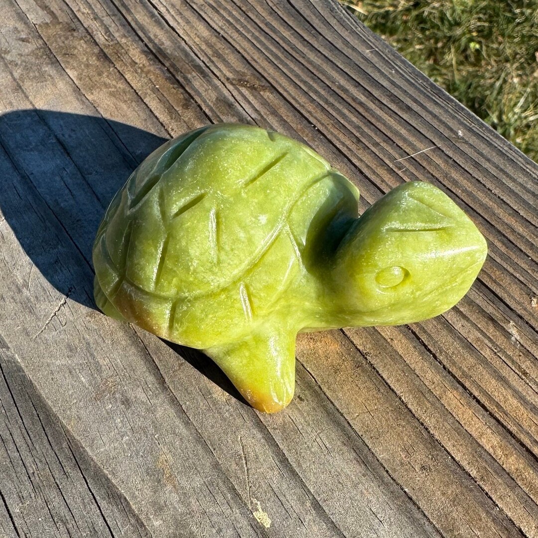 Nephrite Jade Turtle Carving Symbol of Protection & Longevity, Heart Chakra Balance, Grounding