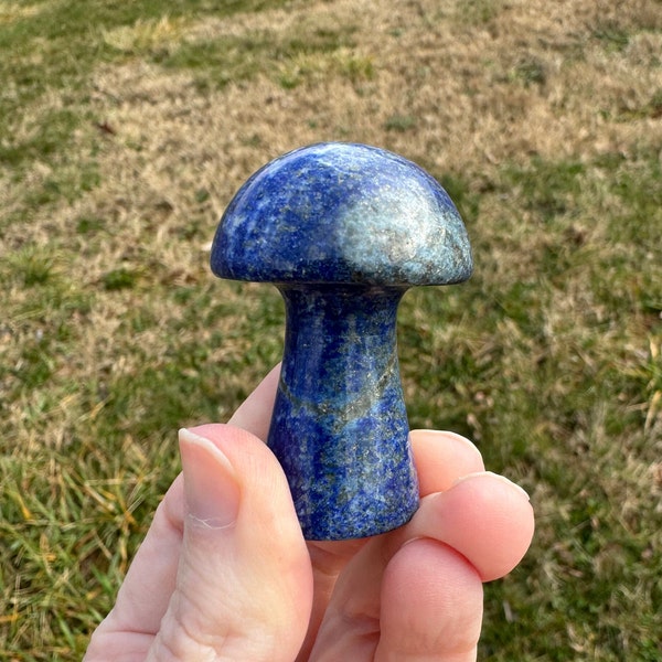 Lapis Lazuli Carved Mushroom - Tap into Intuition, Wisdom, and Inner Peace