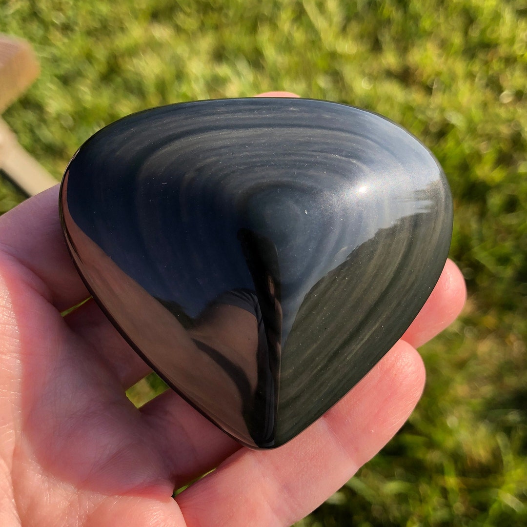 Rainbow Obsidian Heart Black Obsidian Obsidian Crystal Heart