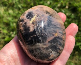 Black Moonstone Palm Stone | Moonstone Crystal | Black Moonstone Palm | Flashy Moonstone | Worry Stone | Metaphysical | Healing Crystals