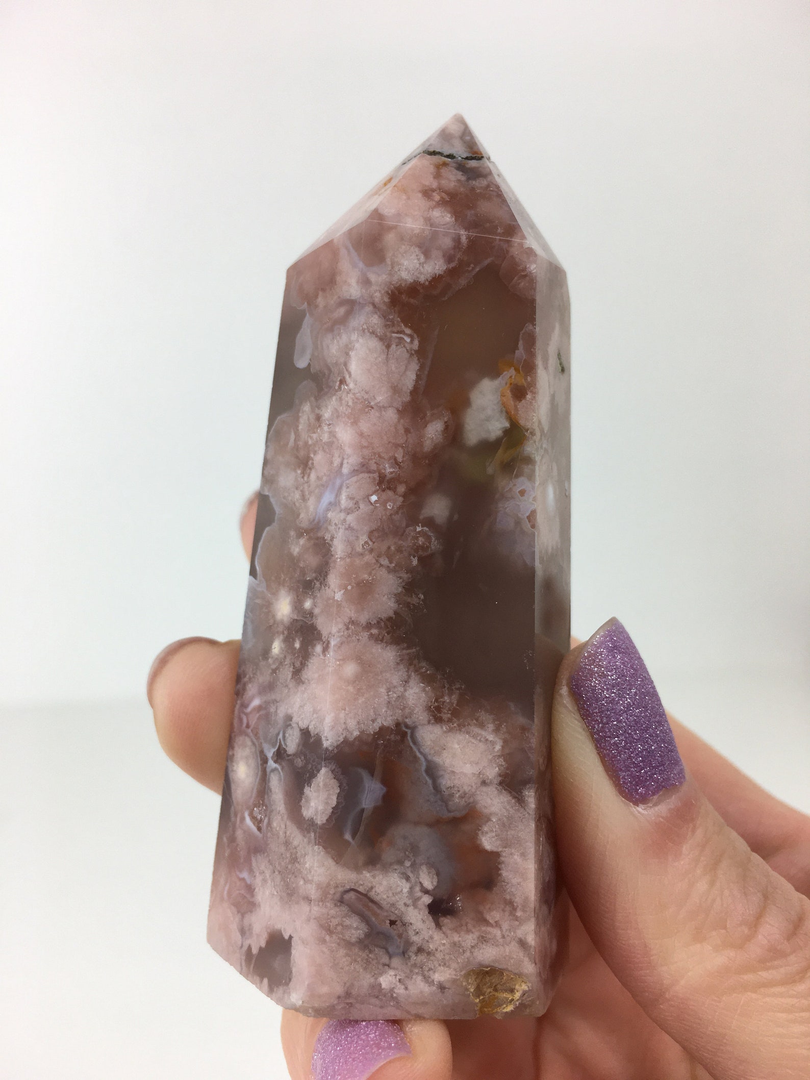 Pink Flower Agate Tower High Grade Natural Crystal Reiki Shop Etsy