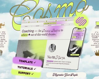 COSMO Squarespace 7.1 Website Template + eCommerce Shop, Course, Blog & Branding Kit for Coaches, Podcast, Agency + Maximalist Solopreneurs