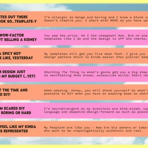 May include: A graphic with text in various colors on a yellow background. The text includes phrases like "Templates out there," "Want wow-factor," and "I need a spicy hot website." The image promotes DIY website templates.