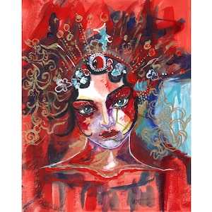 Original Watercolor Art / Beijing Opera / Carrie / Japanese Art / Chinese Art / Giclée Art Print / 8x10 / 11x14