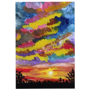 Original Watercolor Painting / Frontier Sunset / Horizon / Colorful Sky / Giclée Art Print / 5x7 / 8x10 / 11x14