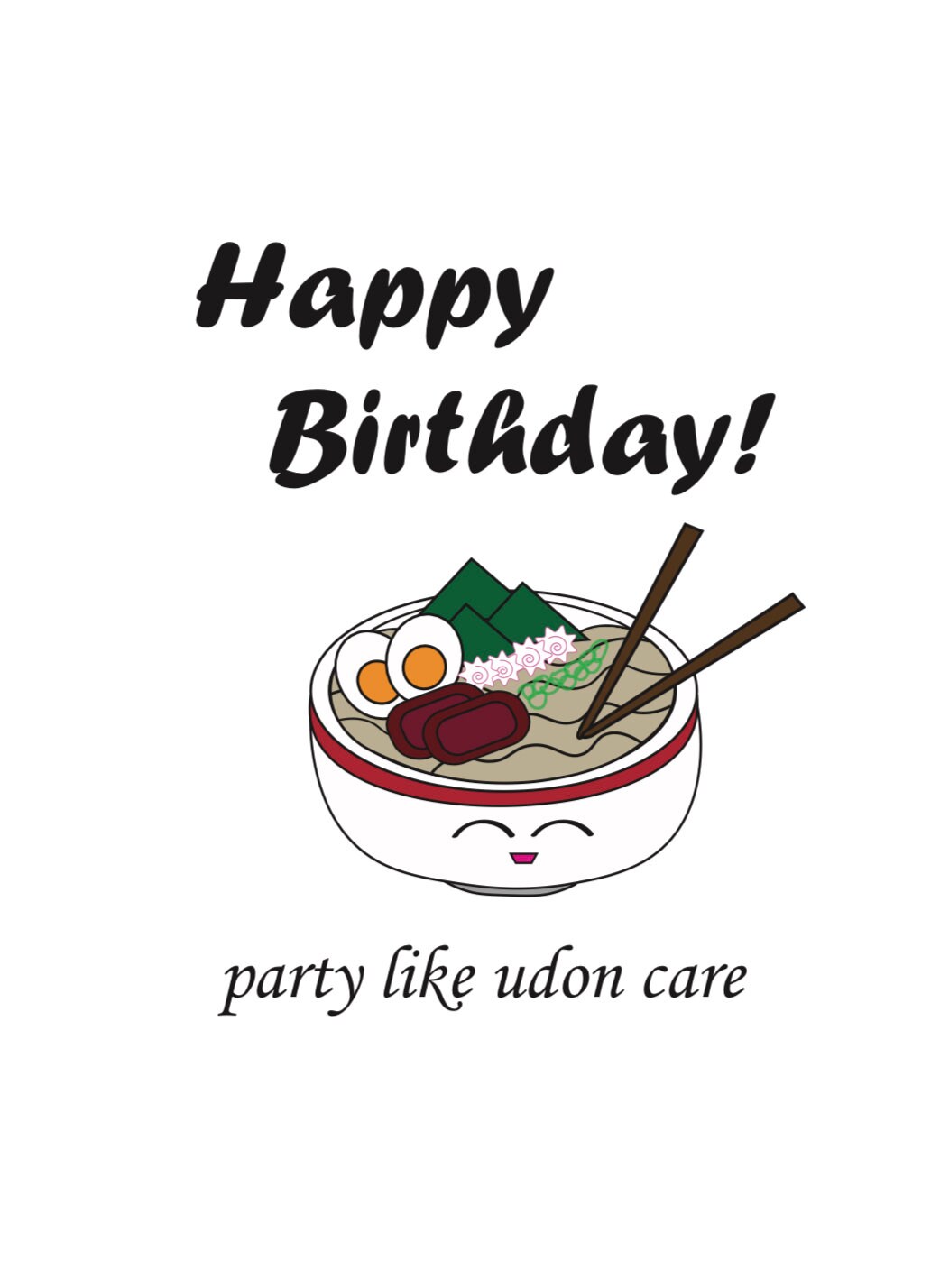 Birthday Card Noodle Card Party Like Udon Care Birthday Etsy UK