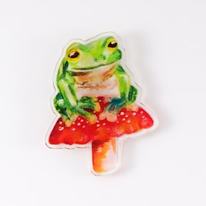 Dumpy frog pins, Frog Pin, Mushroom Frog Pin, Acrylic Pin, Acrylic Pin Badge, Pin