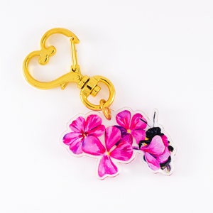 Bee Keychain, Bumble Bee Acrylic Keychain, Acrylic charm, Bee Charm, Flower Keychain