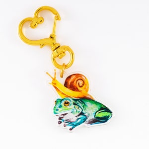 Frog Keychain, Cute Acrylic Keychain, Acrylic charm, Frog Charm, Tree Frog Keychain, Snail Frog Keychain, Snail Keychain