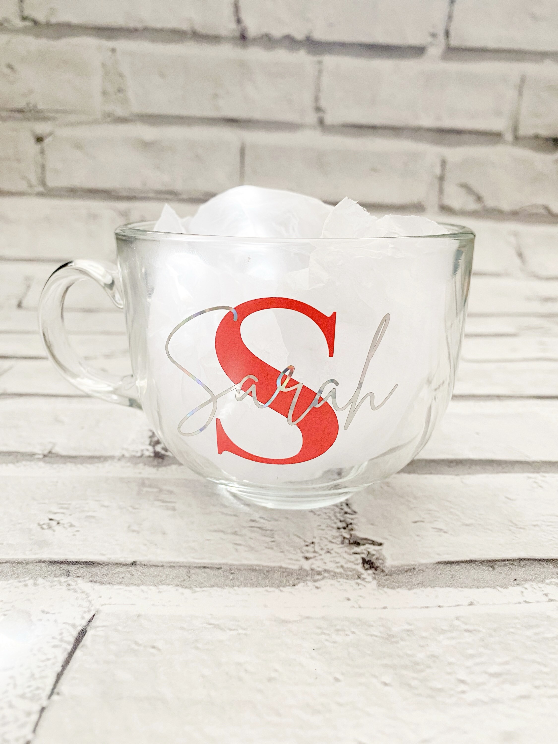 Personalised mug Name mug Initial mug Glass mug Clear mug Etsy