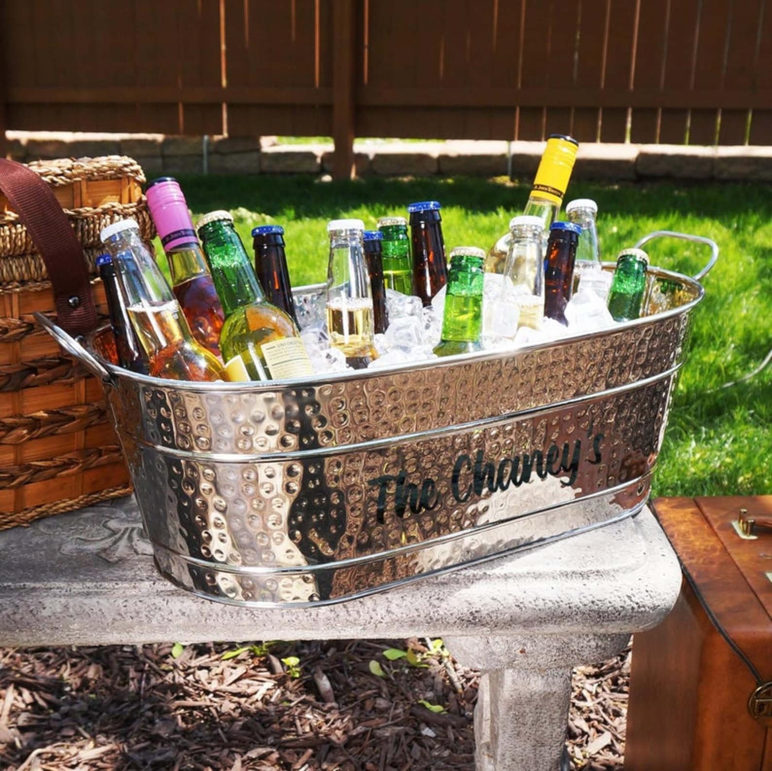 Personalized Beverage Tub Stainless Steel Hammered Bucket for Etsy