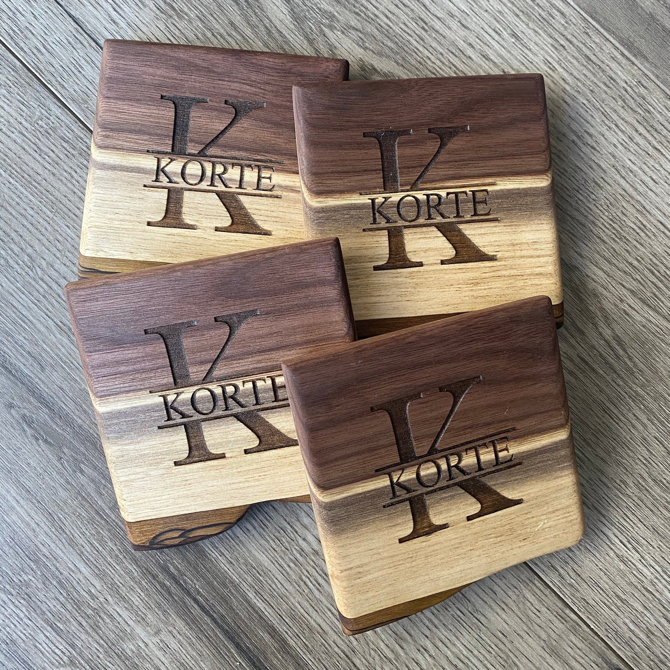 Solid wood live edge walnut coasters. Engraving makes it a Etsy
