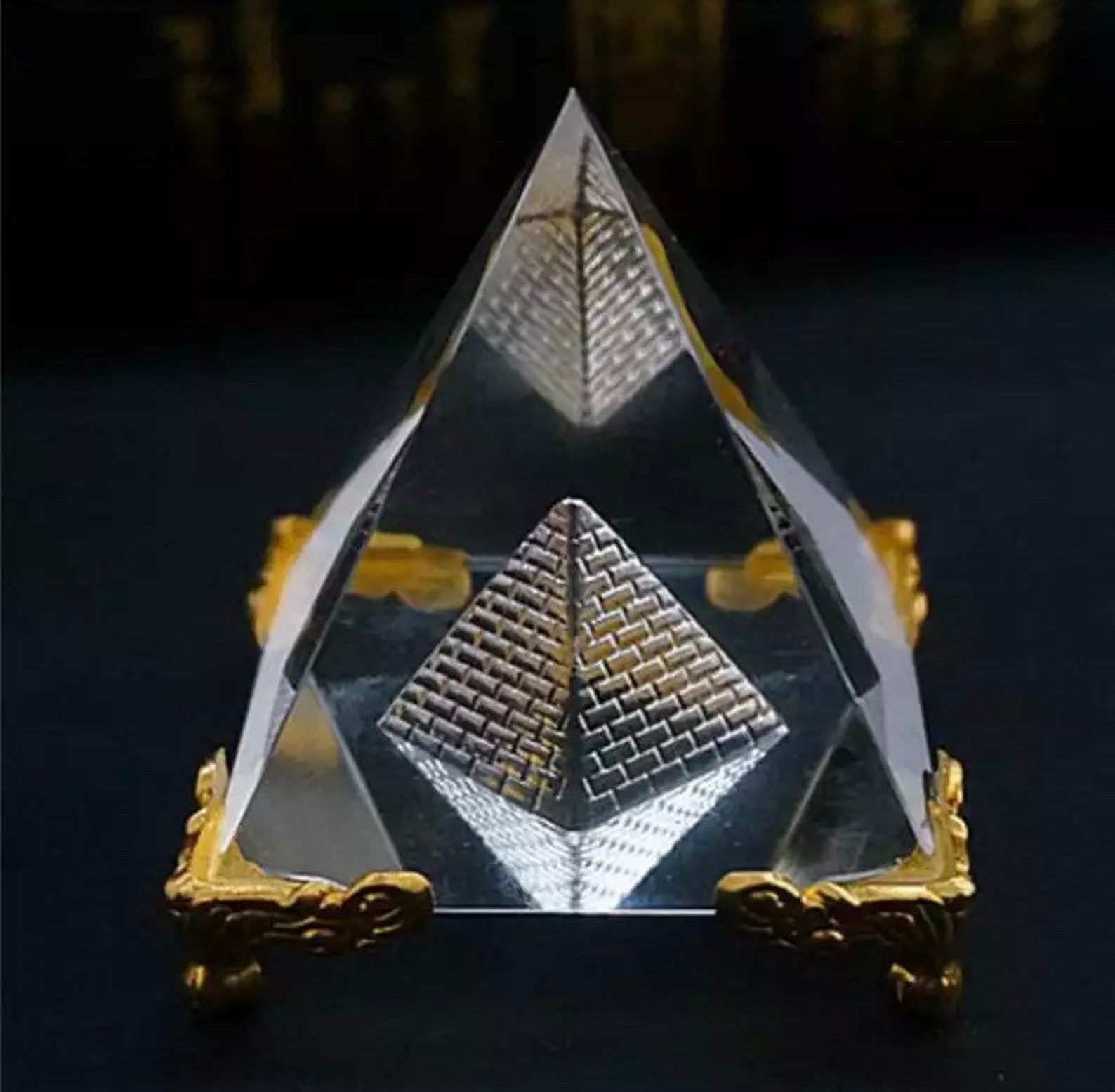 White Crystal Clear Pyramid with Mini Pyramid on the Inside Etsy