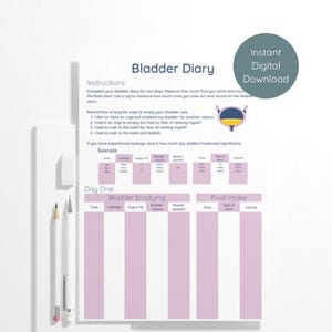 Bladder Tracker Printable | Urine Tracker  (A4 Digital Download)