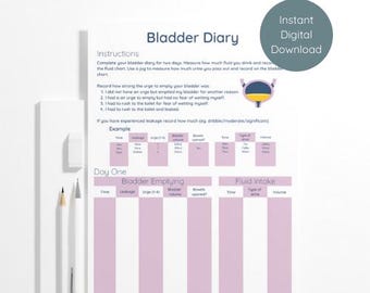 Bladder Tracker Printable | Urine Tracker  (A4 Digital Download)