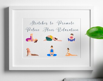 Yoga Pelvic Floor Relaxation Poses Poster | Therapy Clinic Decor (Digital Download)