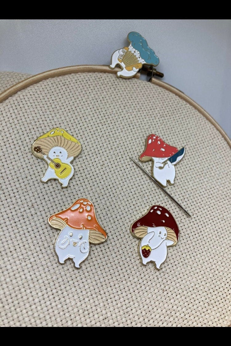 Enamel Mushroom Needle Pendant| Magnetic Needle Minder | Needle Nanny…
