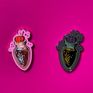 Enamel Potion Bottle Needle Pendant| Magnetic Needle Minder | Needle Nanny | Keeper | Cover Minder | Magnetic Lapel Pin | Fun Fridge Magnet