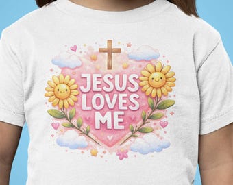 Jesus Loves Me christelijk shirt voor jongeren, schattige kinderen Faith-T-shirt, christelijk meisjesshirt, kerkcadeau, zondagsschool Paas-T-shirt