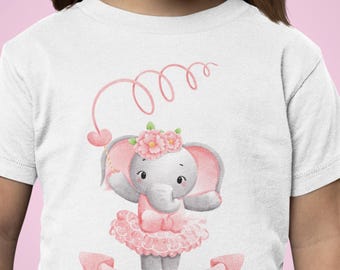Shirt verjaardag meisje ballerina olifant, verjaardagsshirt meisjes, schattig roze tutu-shirt, verjaardagsoutfit jeugd