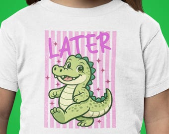 Later alligatorshirt voor kinderen, schattig alligator-shirt voor jongeren, grappig dierenshirt, verjaardagscadeau voor meisjes
