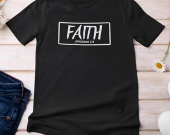 Shirt Faith, christelijk T-shirt, T-shirt bijbelvers, Efeziërs 2:8 Faith T-shirt, inspirerend cadeau voor vrouwen