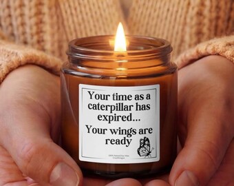 Candela "Le tue ali sono pronte", regalo per un nuovo inizio, candela di soia a forma di farfalla, regalo di incoraggiamento, regalo di laurea per lei