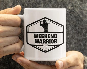 Funny Golf Mug, Weekend Warrior Golf Coffee Cup, Gift for Golfer, Golf Gift for Dad, Novelty Golfer Mug