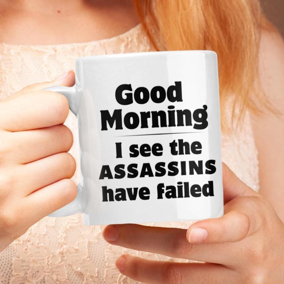 Buongiorno! Vedo che gli assassini hanno fallito - Tazza da caffè in ceramica con battuta divertente - Italia