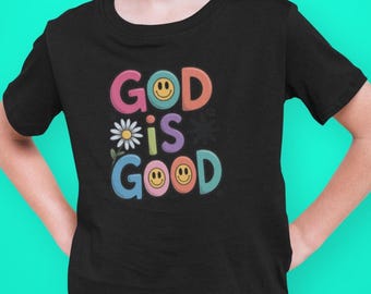 God is goed kindershirt, christelijk jeugdT-shirt, Faith-T-shirt voor kinderen, outfit zondagsschoolkerk