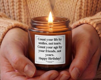 Thoughtful Birthday Candle, Meaningful Birthday Gift for Her, Amber Jar Soy Candle, Friendship Birthday Gift